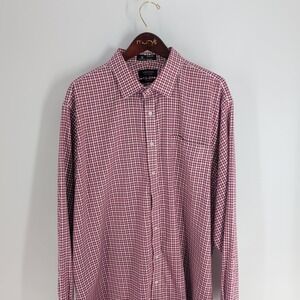 Nordstrom Classic Fit Wrinkle Free Gingham Check Western Dress Shirt Red Size 37